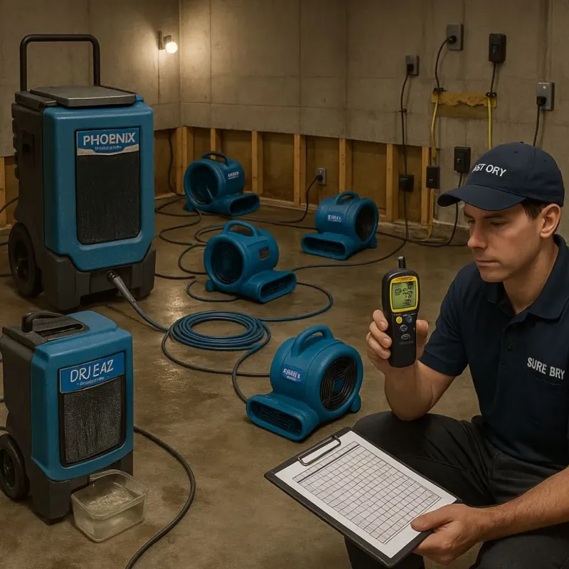 Structural Drying and Dehumidification process in New Burlington, OH